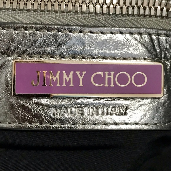 Authentic ⭐️ JIMMY CHOO ⭐️ Woman’s Silver / Metallic Leather Hobo Shoulder Bag - Picture 5 of 17